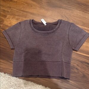 Aerie Ribbed Crop Top in Dark Brown